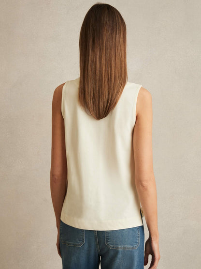 Reiss V-Neck Shell Top in Ivory