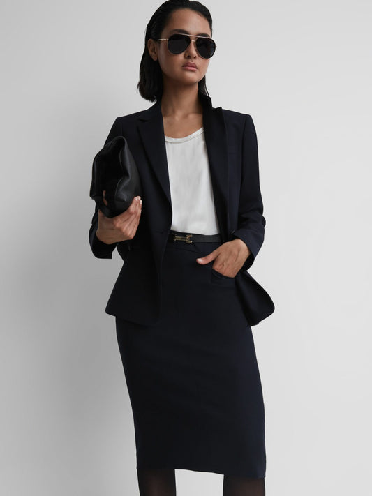 Reiss Best Seller - Tailored Pencil Skirt in Navy