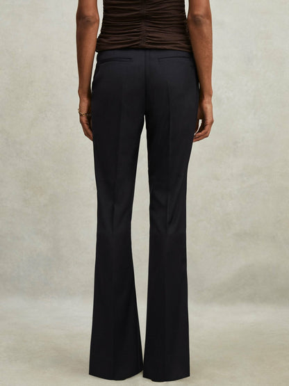 Reiss Offer - Petite Wool-Blend Tailored Flared Suit Trousers in Navy
