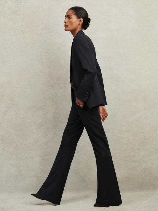 Reiss Value - Wool-Blend Tailored Flared Suit Trousers in Navy