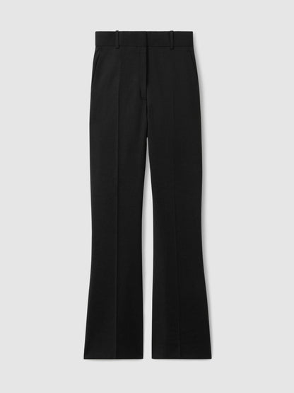 Reiss Wool-Blend Tailored Flared Suit Trousers in Black