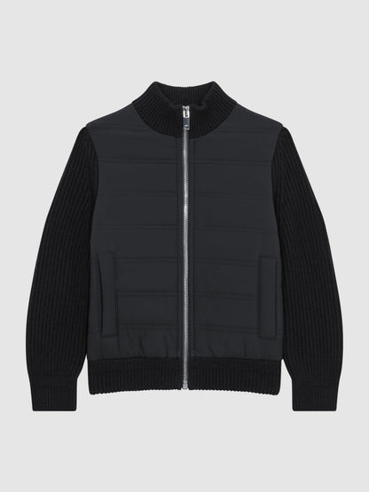 Reiss Value - Junior Hybrid Zip Through Quilted Jacket in Navy