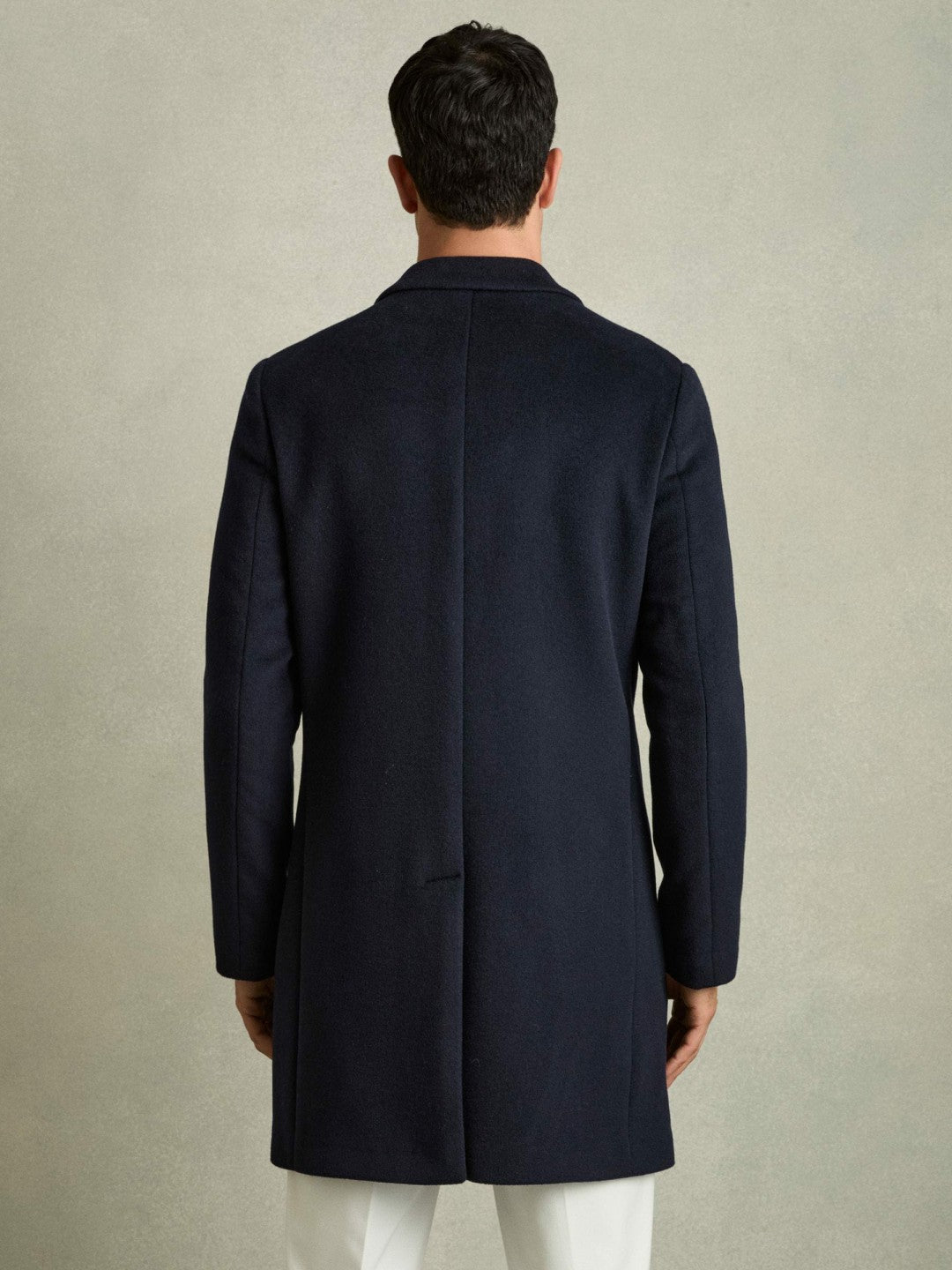 Reiss Sale - Wool Blend Single Breasted Epsom Overcoat in Navy