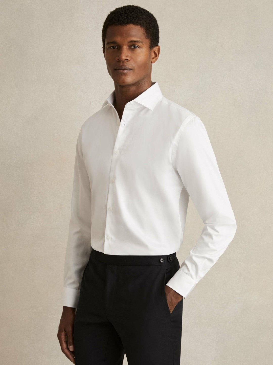 Reiss Value - Regular Fit Cotton Sateen Striped Shirt in White