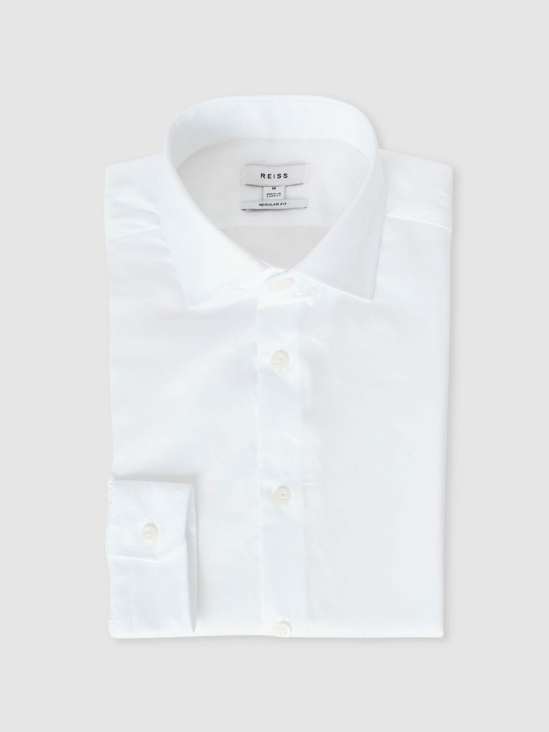 Reiss Value - Regular Fit Cotton Sateen Striped Shirt in White