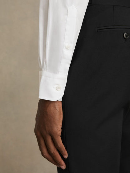 Reiss Value - Regular Fit Cotton Sateen Striped Shirt in White