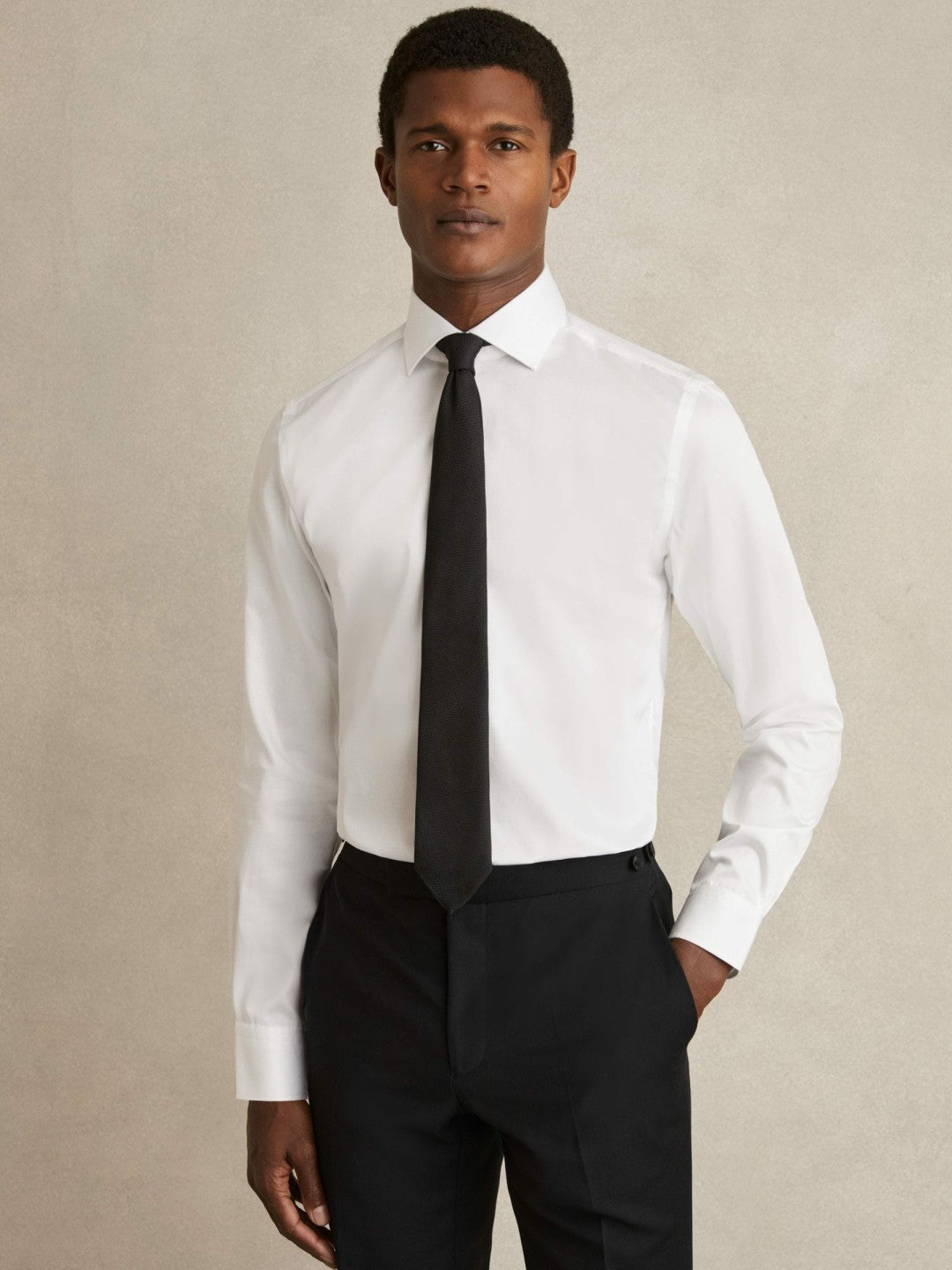 Reiss Value - Regular Fit Cotton Sateen Striped Shirt in White