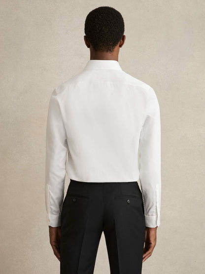 Reiss Value - Regular Fit Cotton Sateen Striped Shirt in White