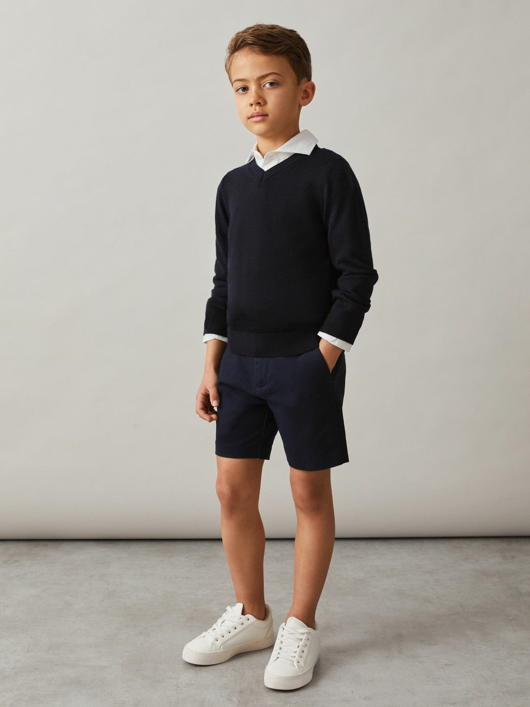 Reiss 3-9 yrs Cotton Chino Shorts with Stretch in Navy