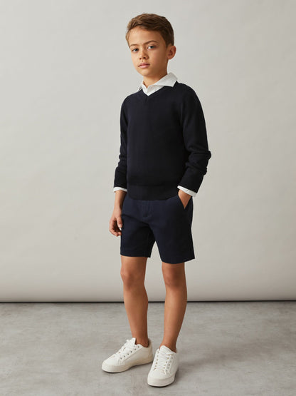 Reiss 3-9 yrs Cotton Chino Shorts with Stretch in Navy