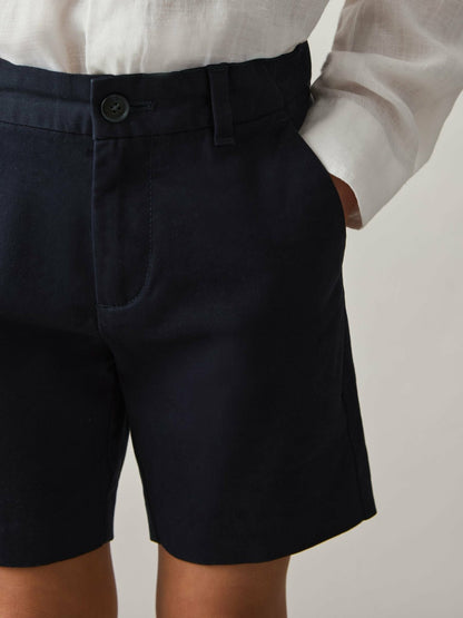 Reiss 3-9 yrs Cotton Chino Shorts with Stretch in Navy
