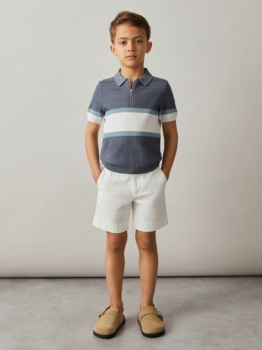 Reiss 3-9 yrs Cotton Chino Shorts with Stretch in White