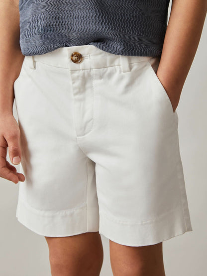 Reiss 3-9 yrs Cotton Chino Shorts with Stretch in White