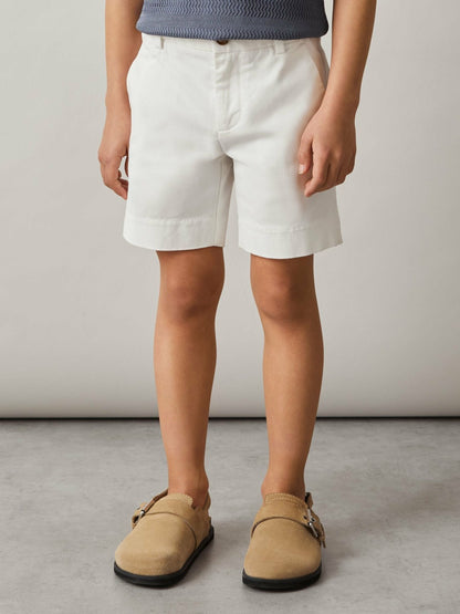 Reiss 3-9 yrs Cotton Chino Shorts with Stretch in White