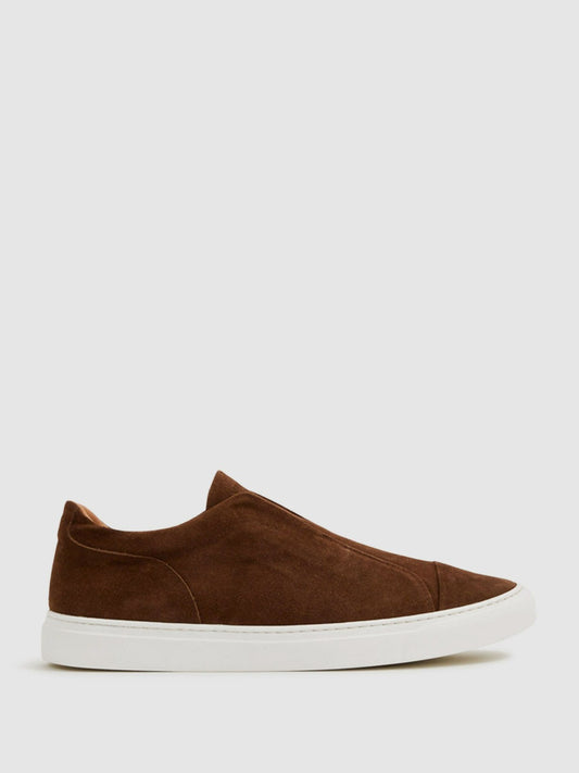 Reiss Offer - Harrys London Suede Slip On Trainers in Dark Bark Brown