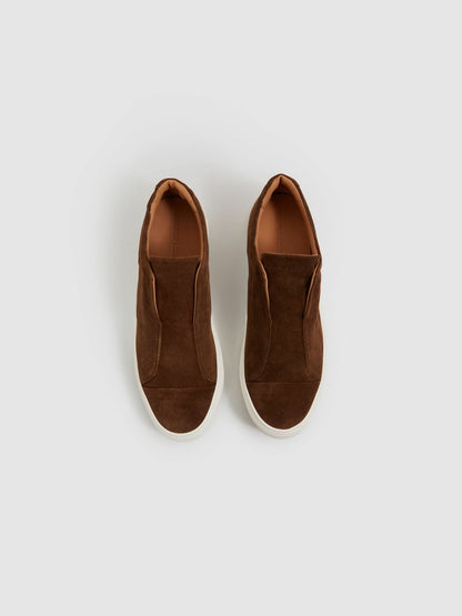Reiss Offer - Harrys London Suede Slip On Trainers in Dark Bark Brown