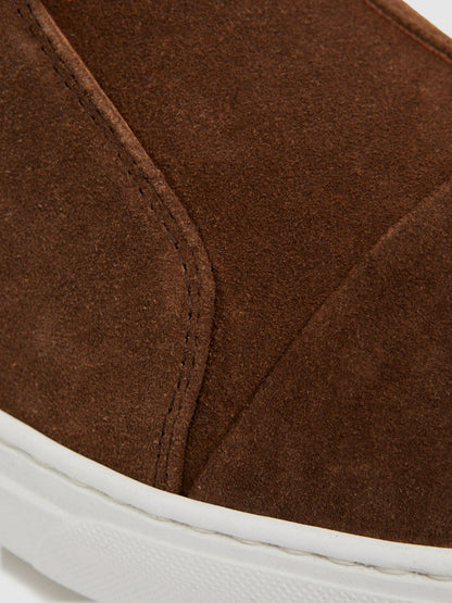 Reiss Offer - Harrys London Suede Slip On Trainers in Dark Bark Brown
