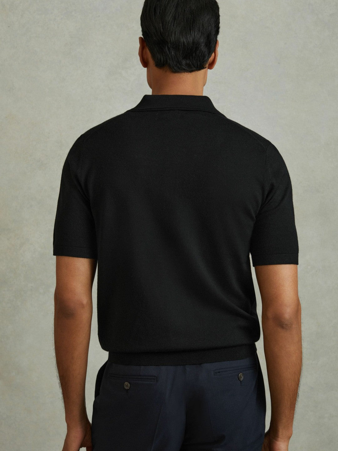 Reiss Deal - Merino Wool Polo Shirt in Black