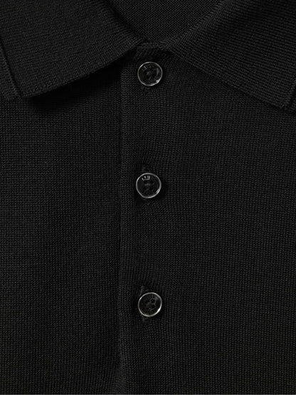 Reiss Deal - Merino Wool Polo Shirt in Black