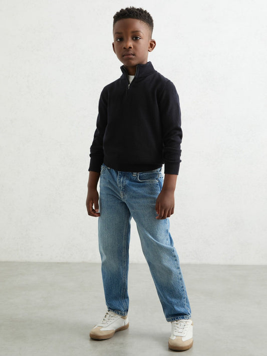 Reiss Offer - 9-13 yrs Merino Wool Half-Zip Funnel Neck Jumper in Navy