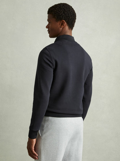 Reiss Affordable - Hybrid Quilt and Knit Zip-Through Jacket in Navy