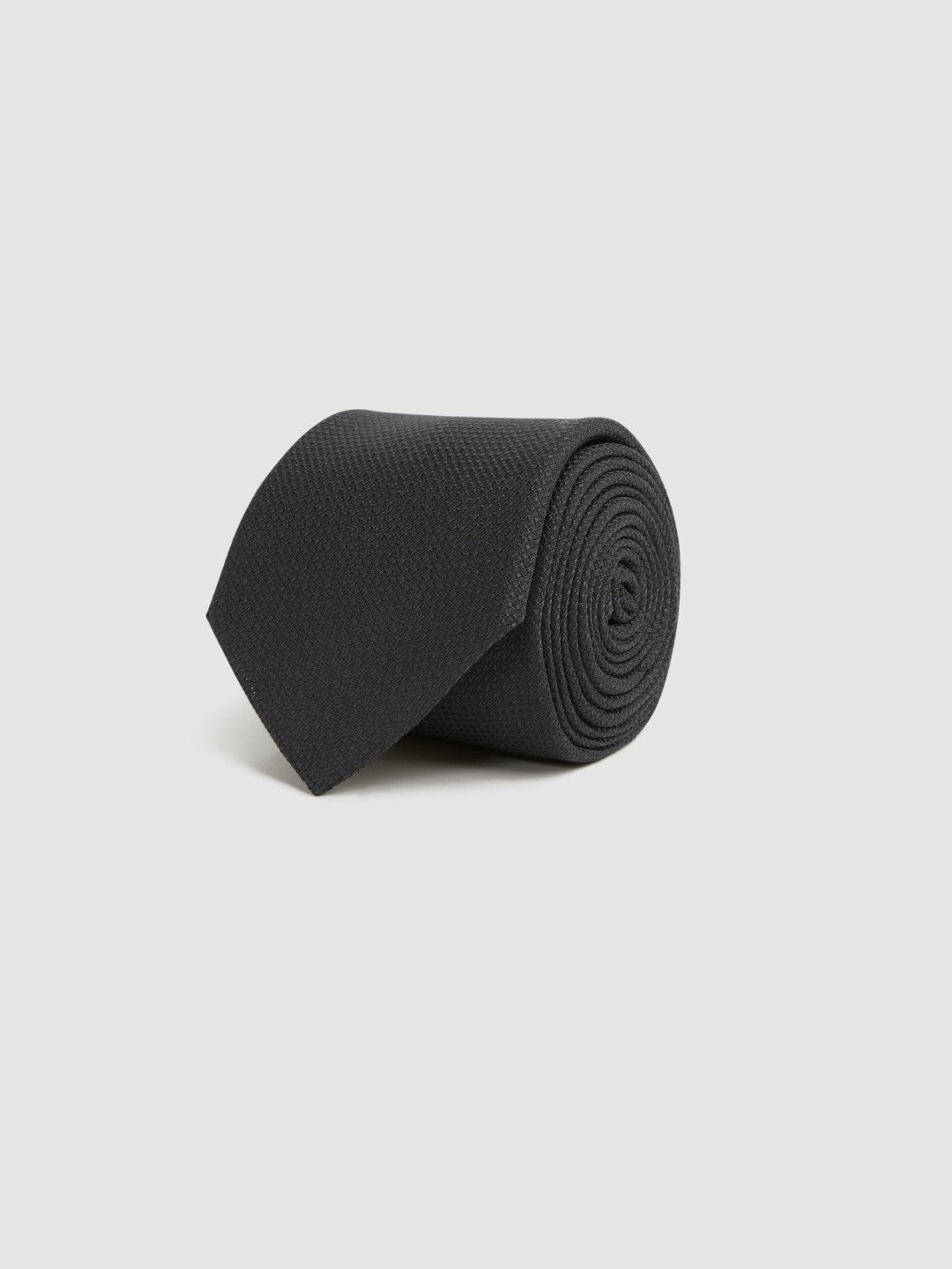 Reiss Featured - Textured Silk Blend Tie in Black