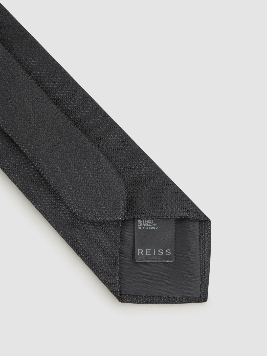 Reiss Featured - Textured Silk Blend Tie in Black