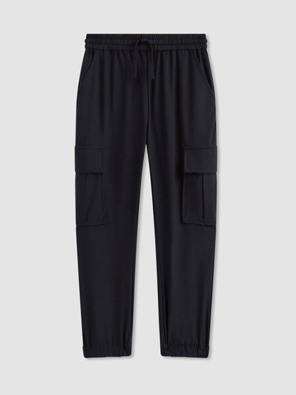 Reiss Featured - 9-14 yrs Technical Drawstring Cuffed Cargo Trousers in Navy