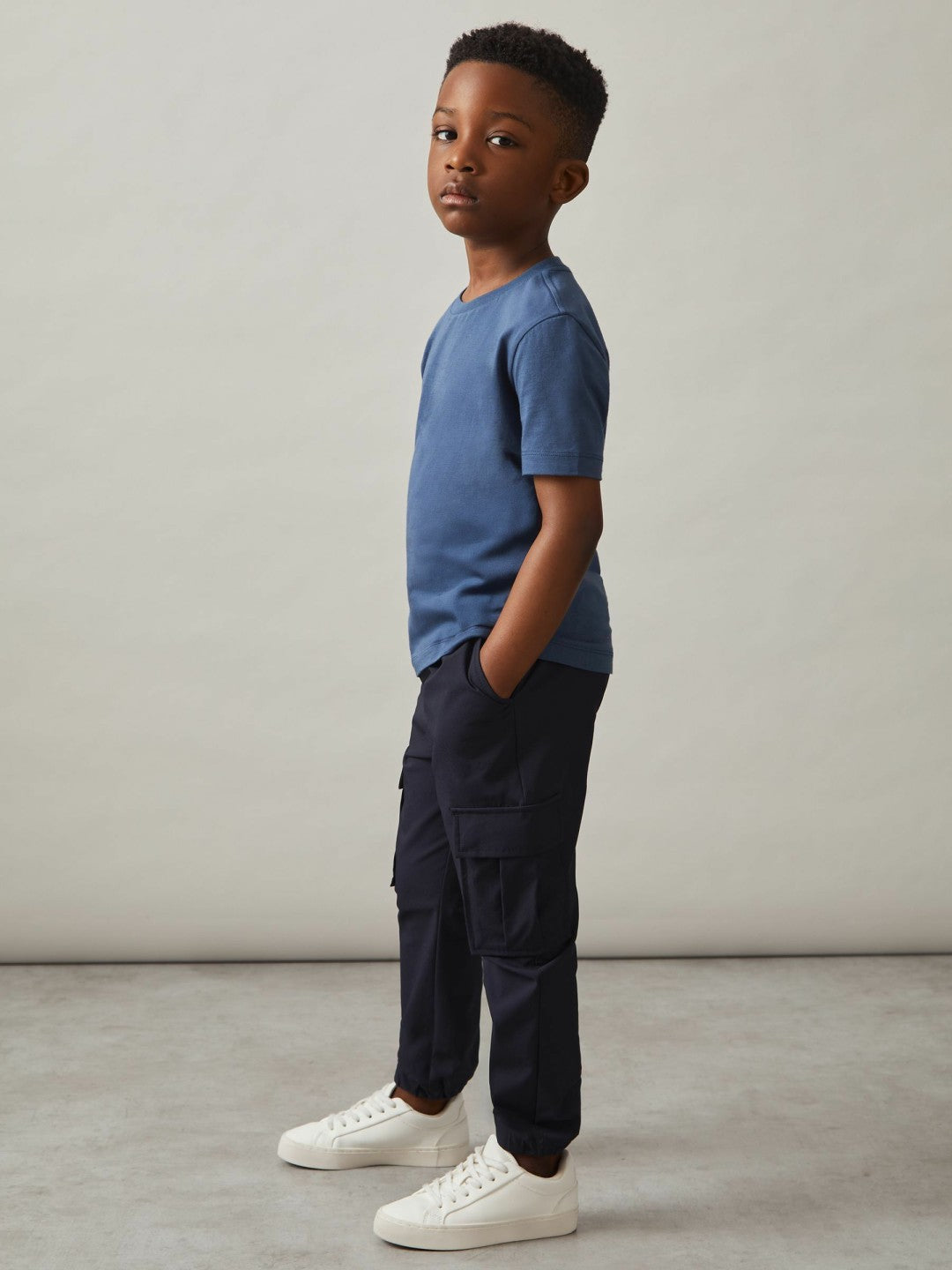 Reiss Featured - 9-14 yrs Technical Drawstring Cuffed Cargo Trousers in Navy