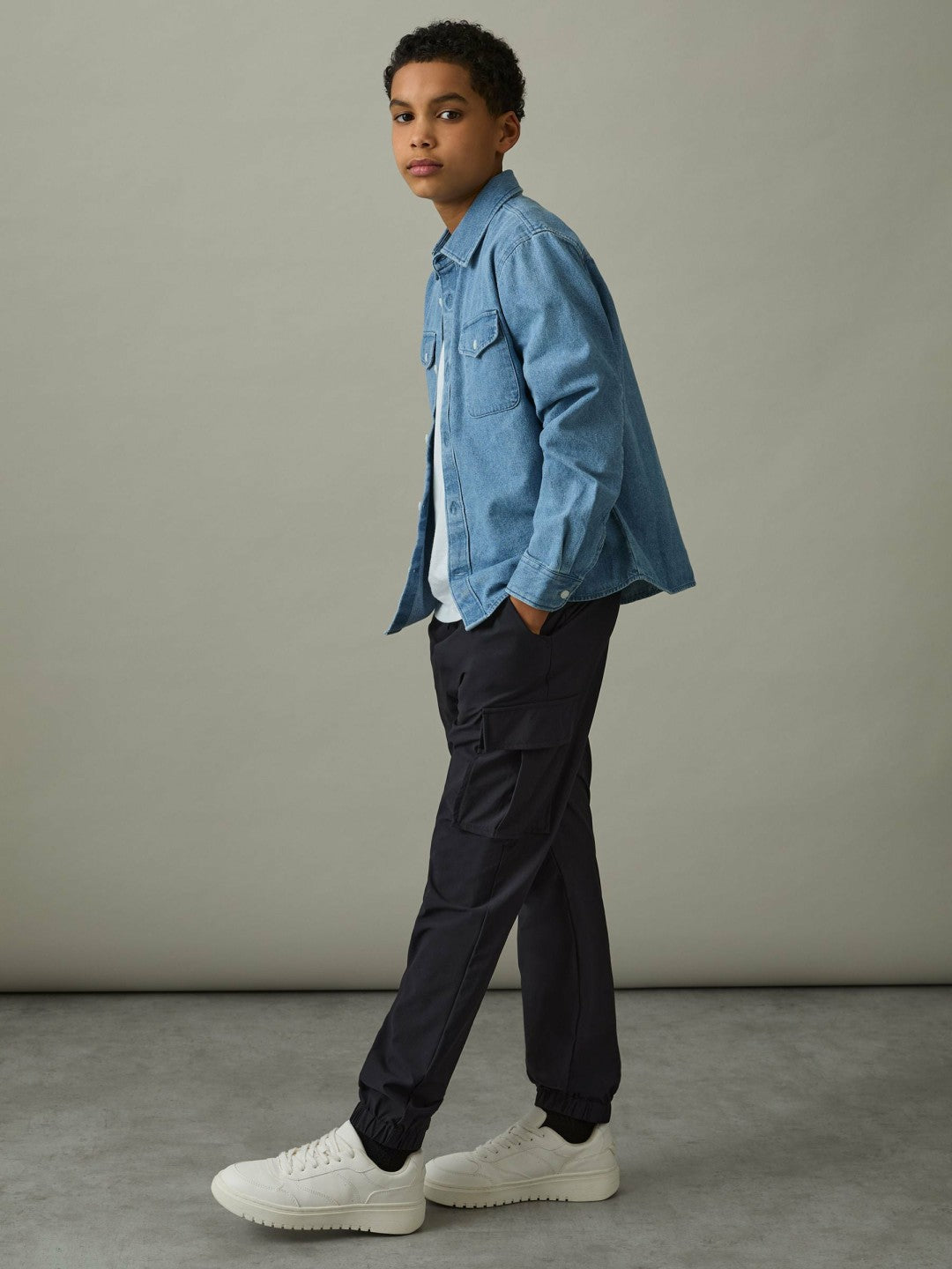 Reiss Savings - 3-9 yrs Technical Drawstring Cuffed Cargo Trousers in Navy