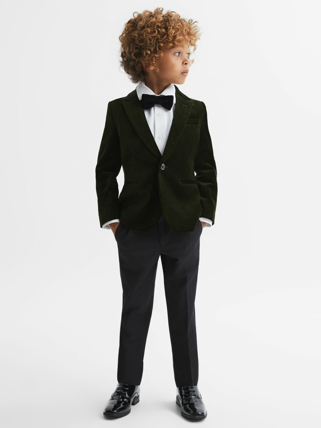 Reiss Deal - 9-14 yrs Slim Fit Velvet Single Breasted Blazer in Emerald