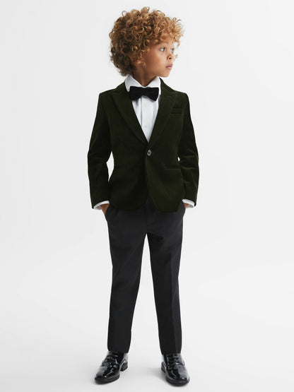Reiss Deal - 9-14 yrs Slim Fit Velvet Single Breasted Blazer in Emerald