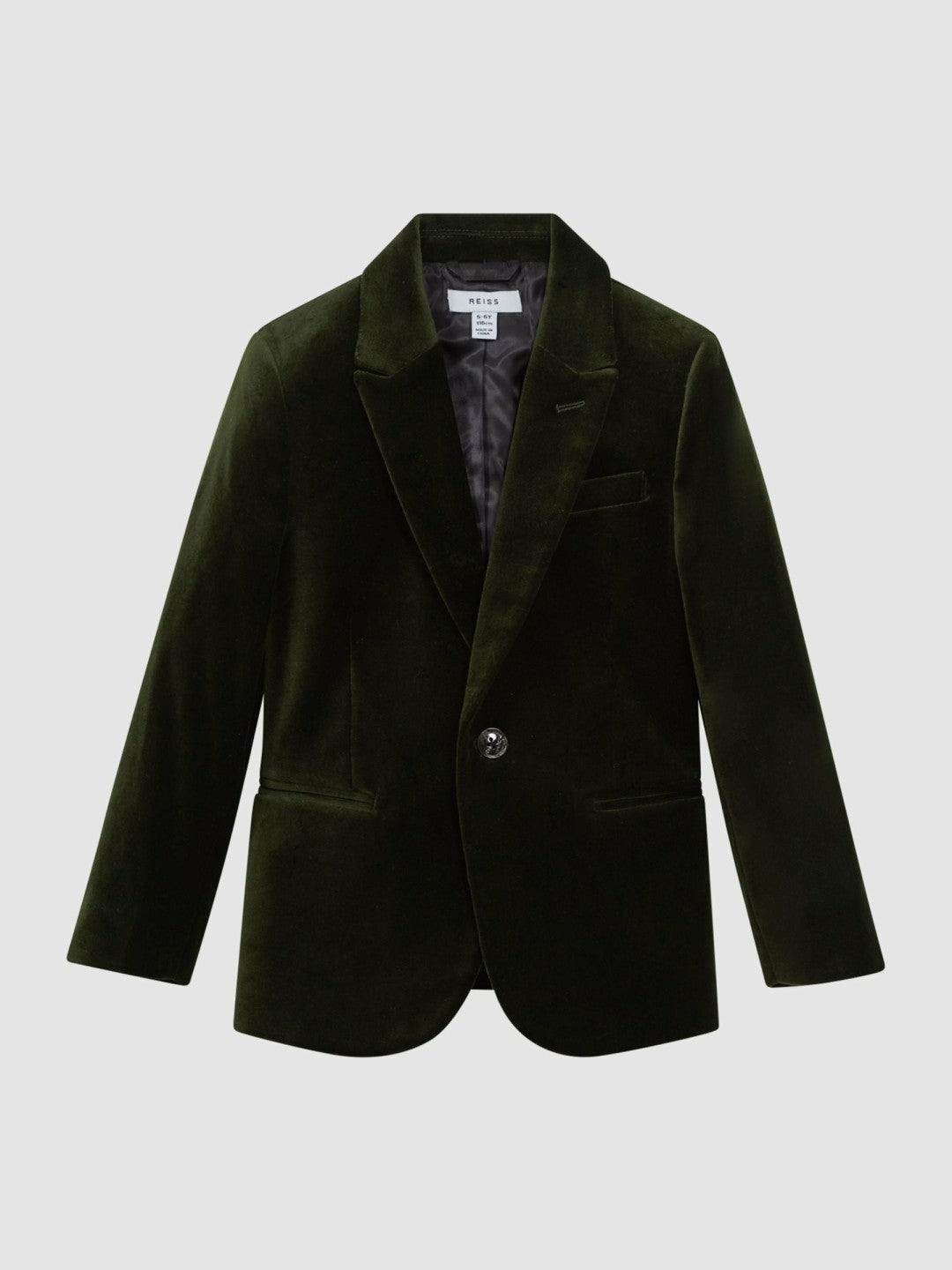 Reiss Deal - 9-14 yrs Slim Fit Velvet Single Breasted Blazer in Emerald