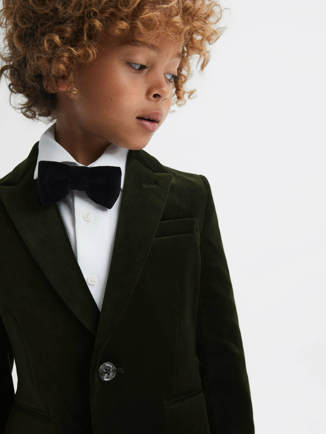 Reiss Deal - 9-14 yrs Slim Fit Velvet Single Breasted Blazer in Emerald
