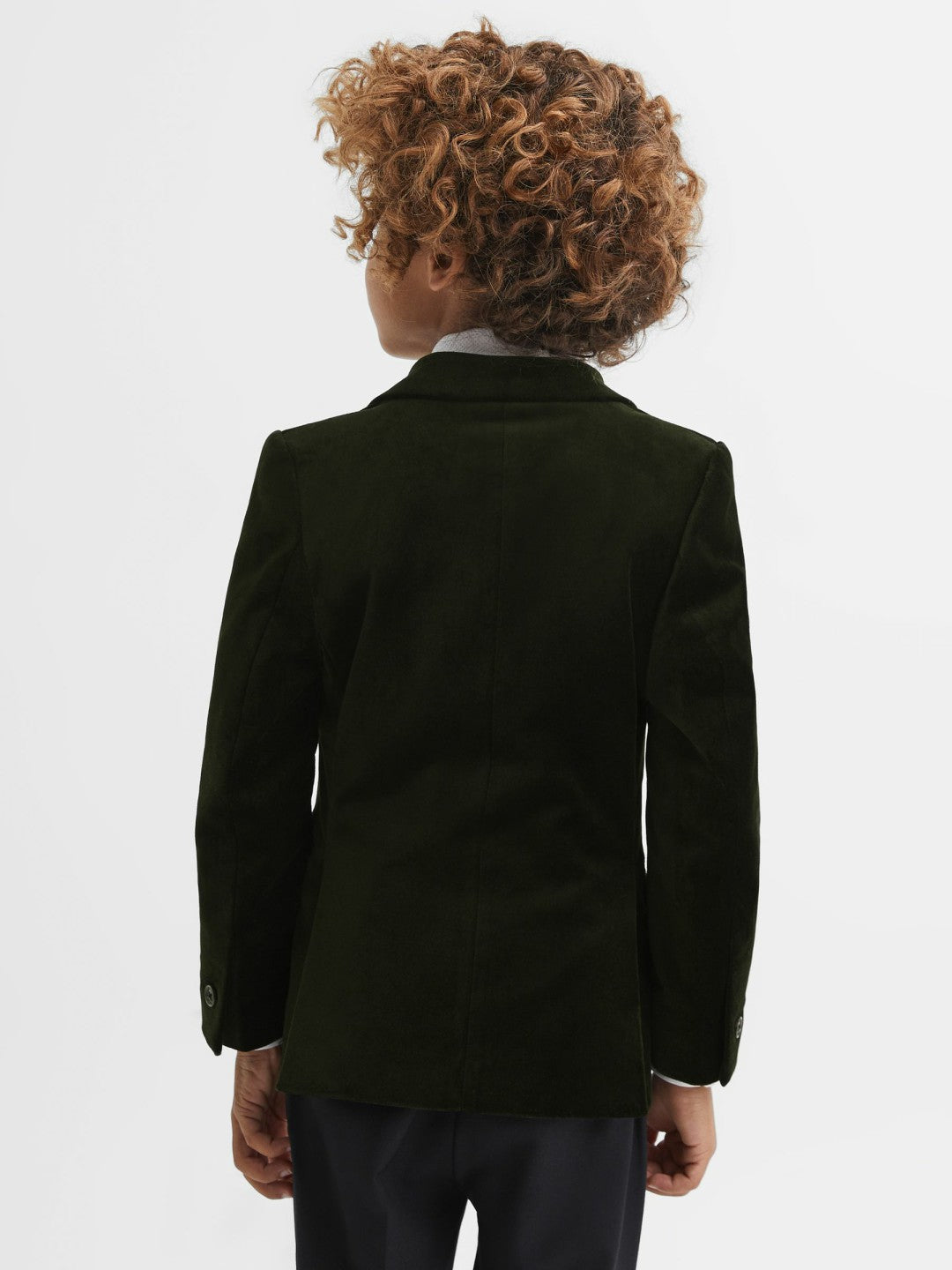 Reiss Deal - 9-14 yrs Slim Fit Velvet Single Breasted Blazer in Emerald