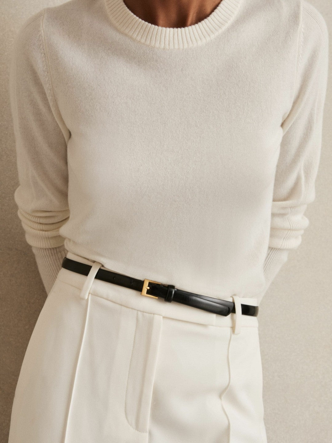 Reiss Sale - Thin Leather Belt in Black