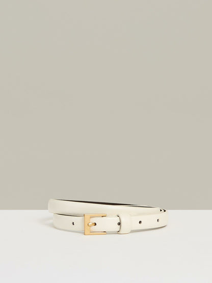 Reiss Popular Choice - Thin Leather Belt in Off White