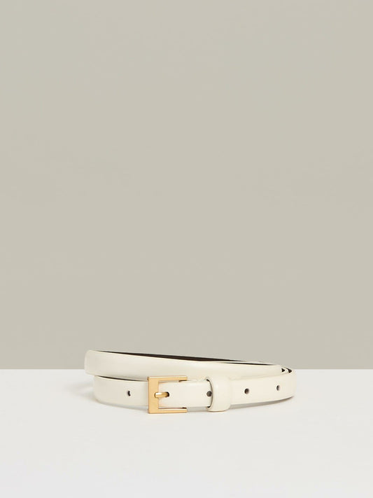 Reiss Popular Choice - Thin Leather Belt in Off White