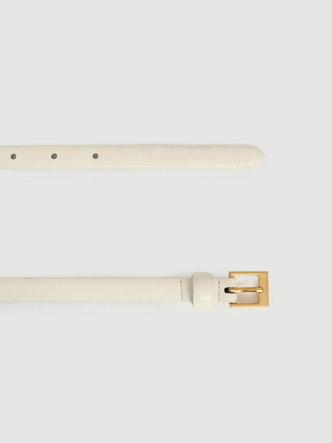 Reiss Popular Choice - Thin Leather Belt in Off White