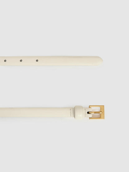 Reiss Popular Choice - Thin Leather Belt in Off White