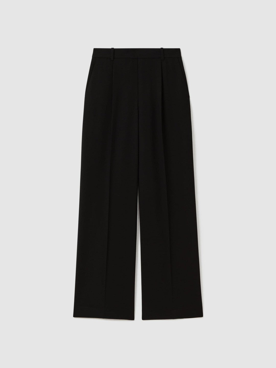 Reiss Offer - Petite Half-Elasticated Wide Leg Trousers in Black