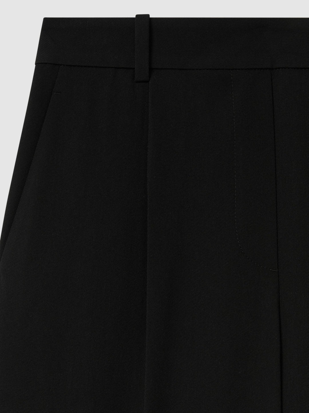 Reiss Offer - Petite Half-Elasticated Wide Leg Trousers in Black