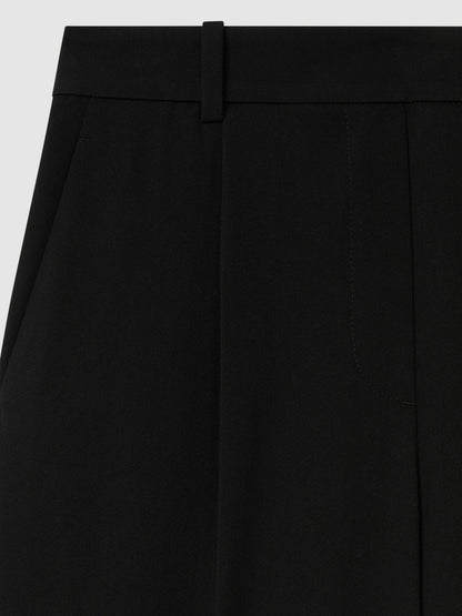 Reiss Offer - Petite Half-Elasticated Wide Leg Trousers in Black