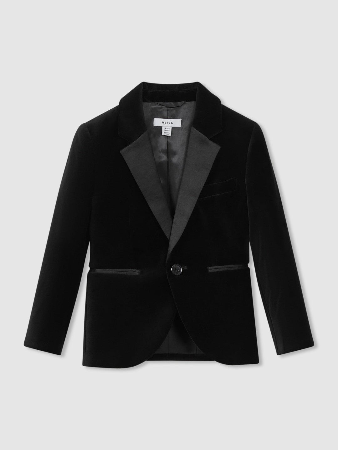 Reiss Sale - 13-14 yrs Single Breasted Velvet Blazer in Black