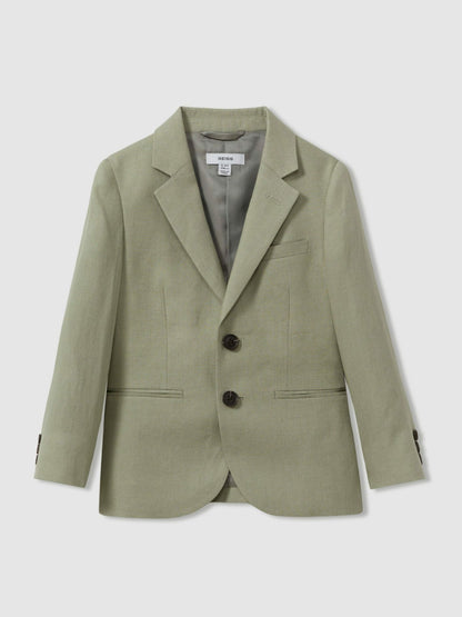 Reiss Affordable - 9-13 yrs Linen Single Breasted Blazer in Apple