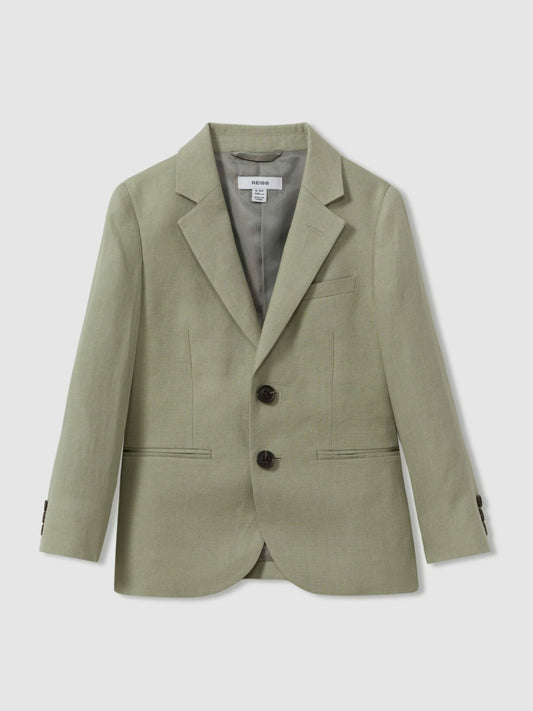 Reiss Affordable - 9-13 yrs Linen Single Breasted Blazer in Apple
