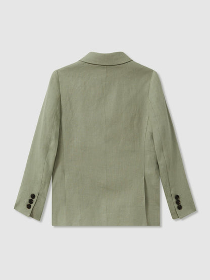 Reiss Affordable - 9-13 yrs Linen Single Breasted Blazer in Apple