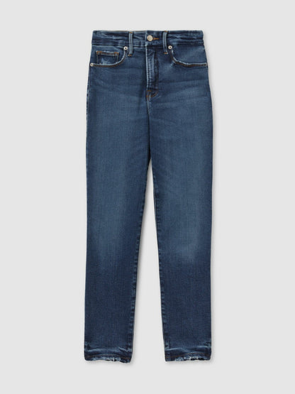 Reiss Offer - Good American Mid Rise Raw Hem Skinny Jeans in Indigo