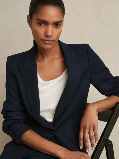 Reiss Featured - Petite Tailored Single Breasted Suit Blazer in Navy