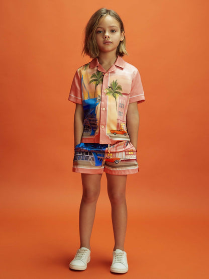 Reiss Sale - Junior McLaren F1 Miami Drawstring Shorts in Pink Multi